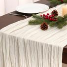 Fixwal Conjunto com 3 Caminhos de Mesa em Tecido Musselina Marfim 89x305 cm