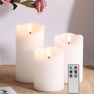 Flameless Pillar Candles Eywamage White LED Wax, conjunto de 3 Flameless Pillar Candles Eywamage White LED Wax, conjunto de 3