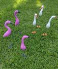 Flamingos e Garças 6 Peças Enfeites e Decorações para Jardim