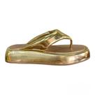 Flat papete thong couro metalizado dourado carrano 470018c