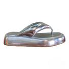 Flat papete thong couro metalizado prata carrano 470018c