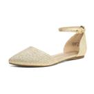 Flats com Bico Apontado DREAM PAIRS Femininos Dourados Slip-On Tamanho 38 Flats com Bico Apontado DREAM PAIRS Femininos Dourados Slip-On Tamanho 38