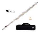 Flauta Transversal Eagle Fl03s Em Dó Com Case Prateada Prateado