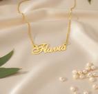 FLAVIA COLAR DE NOME PERSONALIZADO FOLH A OURO 18k
