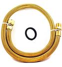 Flexível Mangueira Latão Dourado 2,50 Mt 1/2 Interno x Externo Instalação + Anel De Vedação