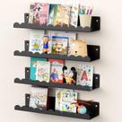 Floating Shelves Gattlukd Nursery Book 43 cm Black Metal, pacote com 4 Floating Shelves Gattlukd Nursery Book 43 cm Black Metal, pacote com 4