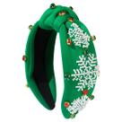 Floco de neve verde atado com miçangas e strass