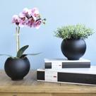Flor Artificial Arranjo de Orquídea Lilás 3D no Vaso de Vidro Preto Fosco Formosinha Flor Artificial Arranjo de Orquídea Lilás 3D no Vaso de Vidro Preto Fosco Formosinha