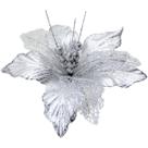Flor Artificial Arranjo Decoração Natal Brilho Prata 30cm Flor Artificial Arranjo Decoração Natal Brilho Prata 30cm