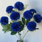 Flor Artificial Cravo com 9 flores Cor Azul
