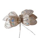 Flor Artificial Natal Borboleta Veludo Champanhe 13m 13cm Flor Artificial Natal Borboleta Veludo Champanhe 13m 13cm