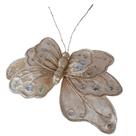 Flor Artificial Natal Borboleta Veludo Champanhe 13m Flor Artificial Natal Borboleta Veludo Champanhe 13m