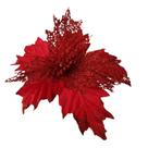 Flor Artificial Natalina Poinsétia Veludo Vermelha
