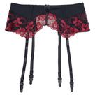 Flor bordada de vinho tinto TVRtyle Garter Belt para mulheres