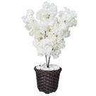 Flor Cerejeira Pessegueiro Artificial + Vaso Trançado Pedra