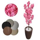 Flor Cerejeira Rosa Bebê Japonesa Arranjo Artificial Com Vaso de Decoração Flor Cerejeira Rosa Bebê Japonesa Arranjo Artificial Com Vaso de Decoração