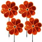 Flor de catavento Wind Spinner 4 peças de laranja para decoração de jardim