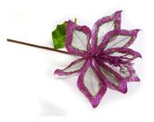 Flor Decoração Borboleta Natal Rosa 62cm Com Glitter Flor Decoração Borboleta Natal Rosa 62cm Com Glitter