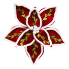 Flor Decorativa Natalina 28 Cm Bordô, Verde e Branco 1 Un Flor Decorativa Natalina 28 Cm Bordô, Verde e Branco 1 Un