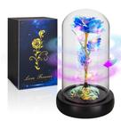 Flor em cúpula de vidro Childom Rotating Blue Light Up Rose