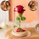 Flor Na Cúpula Rosa Artificial Presente Decorativo Luminária Luz Led