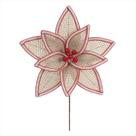 Flor Natal Bico Papagaio Rústica Bege Vermelho Enfeite 19cm Ornamento Árvore Arranjo