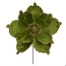 Flor Natal Magnólia Veludo Verde Glitter Dourado Luxo 22cm Ornamento Arranjo Decoração Natalina