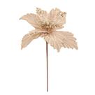 Flor Natal Poinsétia Champanhe Glitter Brilhante Luxo 35cm Bico de Papagaio Artificial Árvore