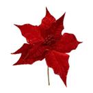 Flor Natal Vermelha Poinsétia Veludo Decorativa Luxo 45cm Ornamentos para Arranjos de luxo