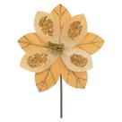 Flor Natalina Bico De Papagaio Veludo Dourado Com Brilho