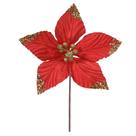 Flor Natalina Poinsetia Vermelha Com Detalhes Dourado