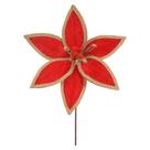 Flor Natalina Vermelha Com Juta Bege Rustica