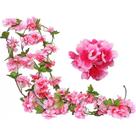 Flora artificial 2 pack flores de videira de cerejeira falsa planta hera artificial pendurada folha verde guirlanda de seda arte de casamento