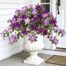 Flores artificiais Ammyoo Azalea Faux Silk para exterior, 2 peças