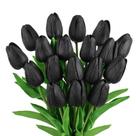 Flores artificiais Beferr Black Tulips Real Touch 18 unidades