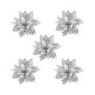 Flores Artificiais Com Glitter Para Decoração De Árvore De Natal, Flores Falsas Para Decoração De