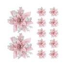 Flores Artificiais Com Glitter Rosa 14CM 3/5/10 Peças Decoração De Natal Para Casa Flores Falsas