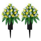 Flores artificiais de cemitério LVXINLI Roses com vaso de 47 cm (2)