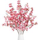 Flores artificiais de flor de cerejeira Sggvecsy 4 peças rosa vermelha