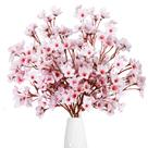 Flores artificiais de flor de cerejeira Sggvecsy 6 peças de caules rosa