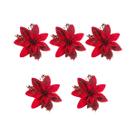 Flores Artificiais De Poinsettia Vermelha Dourada Prateada 5-20 Peças, Ornamentos Para Árvore De