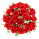 Flores artificiais de rosas memoriais vermelhas de seda para cemitério