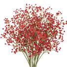 Flores artificiais DILATATA Baby's Breath Fall Red, pacote com 10