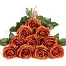 Flores artificiais DuHouse Silk Roses, 10 unidades (laranja queimada) Flores artificiais DuHouse Silk Roses, 10 unidades (laranja queimada)