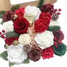 Flores artificiais FACINOC Burgundy Red Roses Bouquet DIY