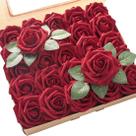 Flores artificiais Floroom Espuma Vermelha Escura Rosas Falsas x25