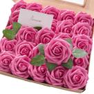 Flores artificiais Floroom Rosas de espuma rosa quente de aparência real