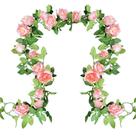 Flores artificiais Garland UKELER Pink Rose Vines, 4,2 m, pacote com 2