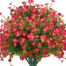 Flores artificiais Grunyia, resistente a UV, pacote com 12, rosa vermelha