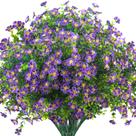 Flores artificiais Grunyia resistente a UV, pacote com 12 roxas